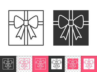 Gift simple black line vector icon