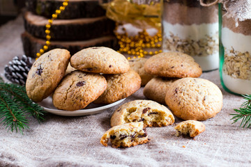 Chocolate Chips Cookies with a gift of cookie mix in a jar