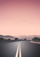 Beautiful sunset lanscape with road
