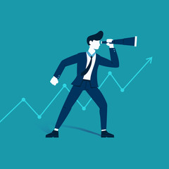 Vector businessman and arrow graph for design.