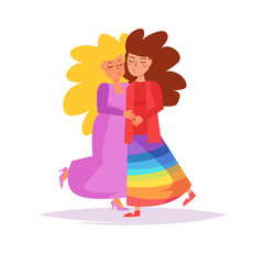 Lesbian couple Vector. Cartoon.