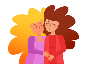 Lesbian couple Vector. Cartoon