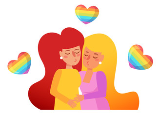 Lesbian couple Vector. Cartoon.