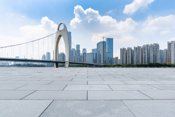 Obraz premium Guangzhou city scenery and no man's brick ground