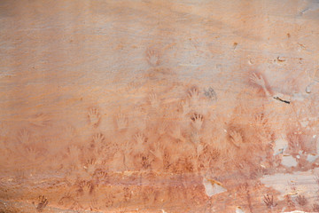 Rock art includes both humanoid and animal figures on cliffs above the Mekong estimated to be 3,000 years old at Pha Taem National Park in Ubon Ratchathani, Thailand