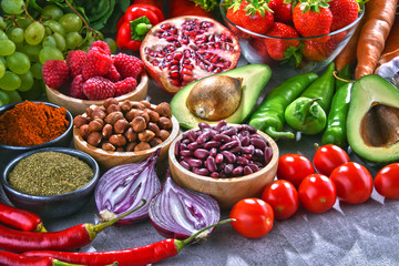 Composition with fresh vegetarian grocery products