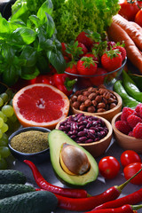 Composition with fresh vegetarian grocery products