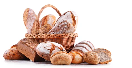 Gordijnen Samenstelling met diverse bakkerijproducten © monticellllo