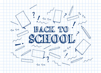 Back to school. Vector education illustration. Hand drawn poster
