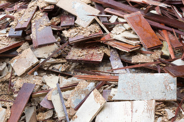 Pile of garbage - Old wooden floor