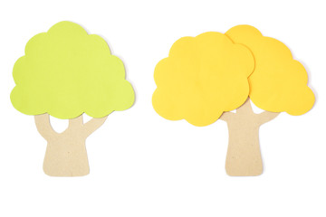 Autumn trees paper cut on white background - isolated