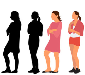 Fototapeta premium vector, isolated silhouette girl, flat style, girlfriends