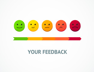 Feedback Line from Positive to Negative Emoticon. Vector