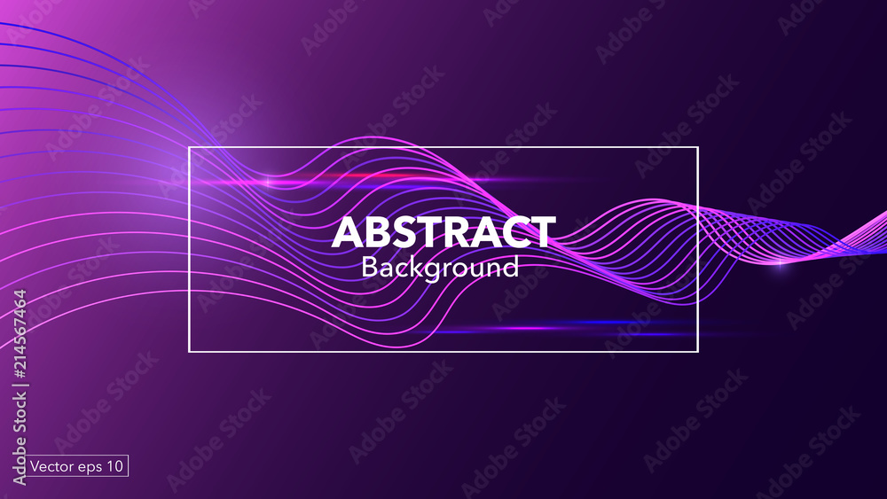 Wall mural modern background with abstract wave. vector trendy screen design with colored gradient, cosmic web 