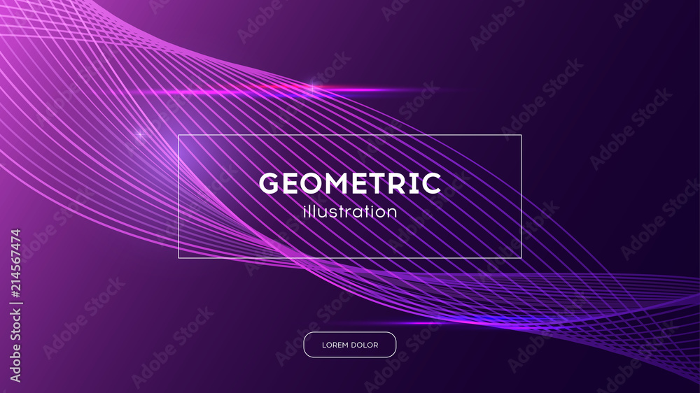 Wall mural modern violet background with abstract wave. trendy screen design with colored gradient, landing web