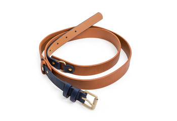 Obraz premium Brown-black belt for women close-up on white background