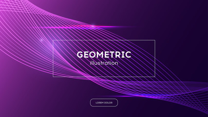 Modern violet background with abstract wave. Trendy screen design with colored gradient, landing web page template, vector eps10