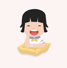 little girl on a pillow