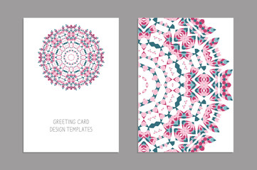 Templates for greeting and business cards, brochures, covers. Oriental pattern. Mandala. Wedding invitation, save the date, RSVP. Arabic, Islamic, moroccan, asian, indian, african motifs.