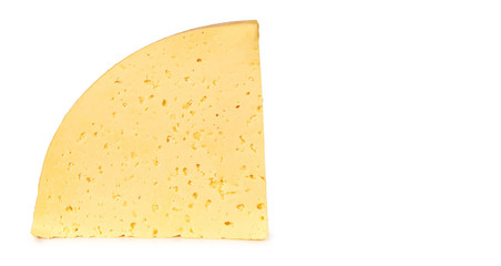 piece of cheese isolated on a white background, copy space template