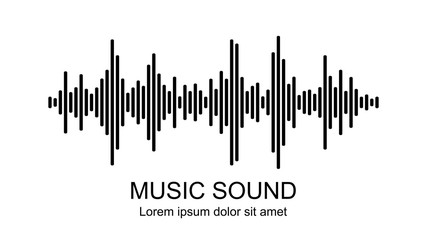 Vector music sound waves on white background. Audio equalizer icon. - obrazy, fototapety, plakaty