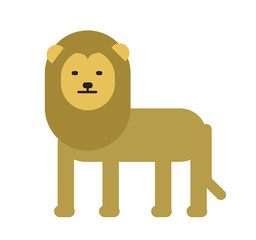 Cute lion. Flat vector illustration. Isolated on white background