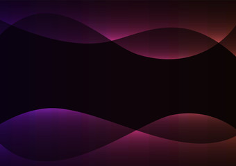 purple orange line curve layer overlap in dark background, wave transparent backdrop, simple technology template, vector illustration