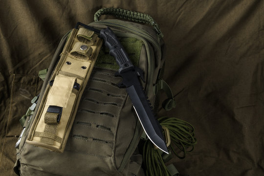 Tactical Conmat Knife With Military Backpack