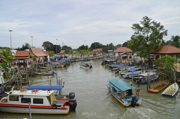 Fototapeta na wymiar the view of fisherman village at Malacca, Malaysia 