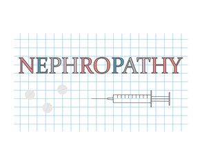 Nephropathy word on checkered paper sheet- vector illustration