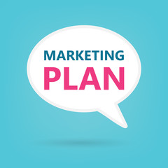 marketing plan written on speech bubble- vector illustration