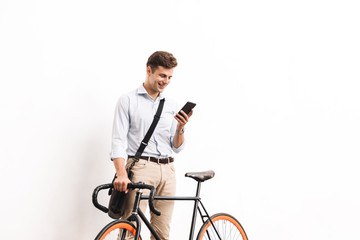 Portrait of a happy young man dressed in shirt
