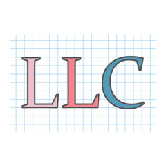 LLC (Limited Liability Company) written on checkered paper sheet- vector illustration