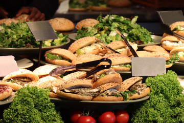 Sandwiches in a self-service restaurant