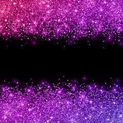 Glitter with pink purple color effect on black background. Vector