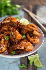 Assam Prawn, Crevettes Grillées à la Sauce de Tamarin. Plat Malaisien.