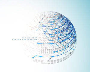technology digital lines in 3d sphere style