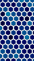 blue Hexagon vector texture. Hexagonal grid repeat pattern. Geometric pattern monochrome structure, graphic hexagon repeat background illustration