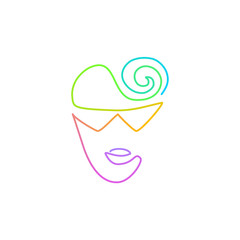 Continuous bright gradient line face in sun glasses drawing, fashion eyewear illustration