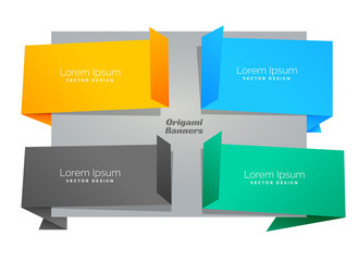 set of four empty origami chat bubble