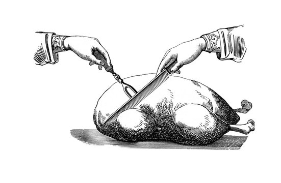 G&auml;nsebraten.aus: Marie Susanne K&uuml;bler: Das Hauswesen, Stuttgart 1920, S. 280, Fig. 41.