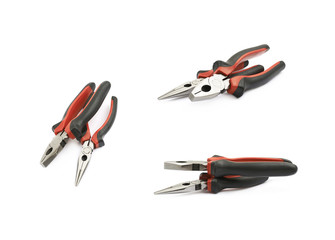 Black and red pliers tool isolated