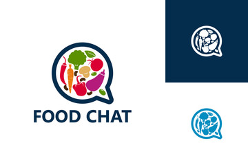 Food Chat Logo Template Design Vector, Emblem, Design Concept, Creative Symbol, Icon