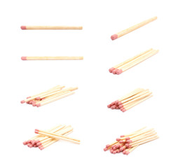 Pile of wooden matches isolated