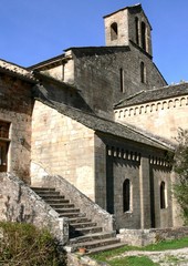 Fototapeta premium Side view of the cistercian abbey of Sylvanès, Aveyron, France