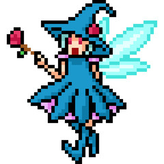 Obraz premium vector pixel art fairy girl