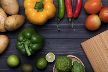 Topview fresh vegetable