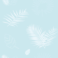 Vector illustration of a silhouette of a blue palm leafs