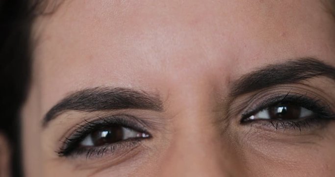 Macro eyes of hispanic girl with confused, angry, argumentative emotion4