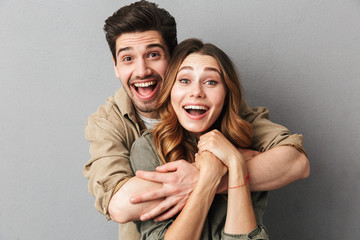 Happy young couple hugging